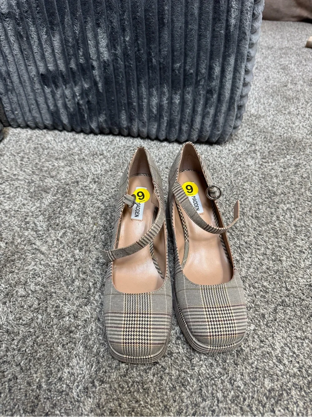 Steve Madden Plaid Mary Jane Pumps in Neutral Tones
